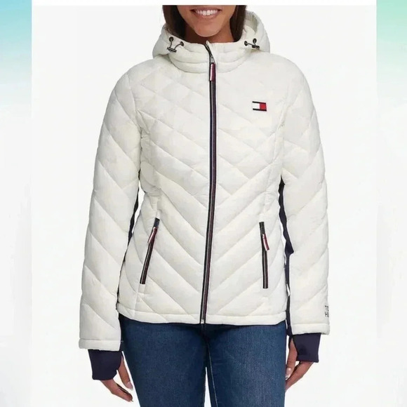 Tommy Hilfiger Jackets & Blazers - Tommy Hilfiger Women's Hooded Zip Front Short Packable Jacket Size XL